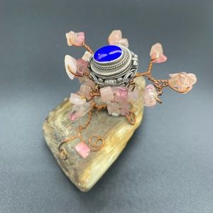 Antique Lapis Lazuli silver poison ring. Size 8
